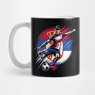 Dynamic Serbia Soccer Star in Action - Vector Design Mug